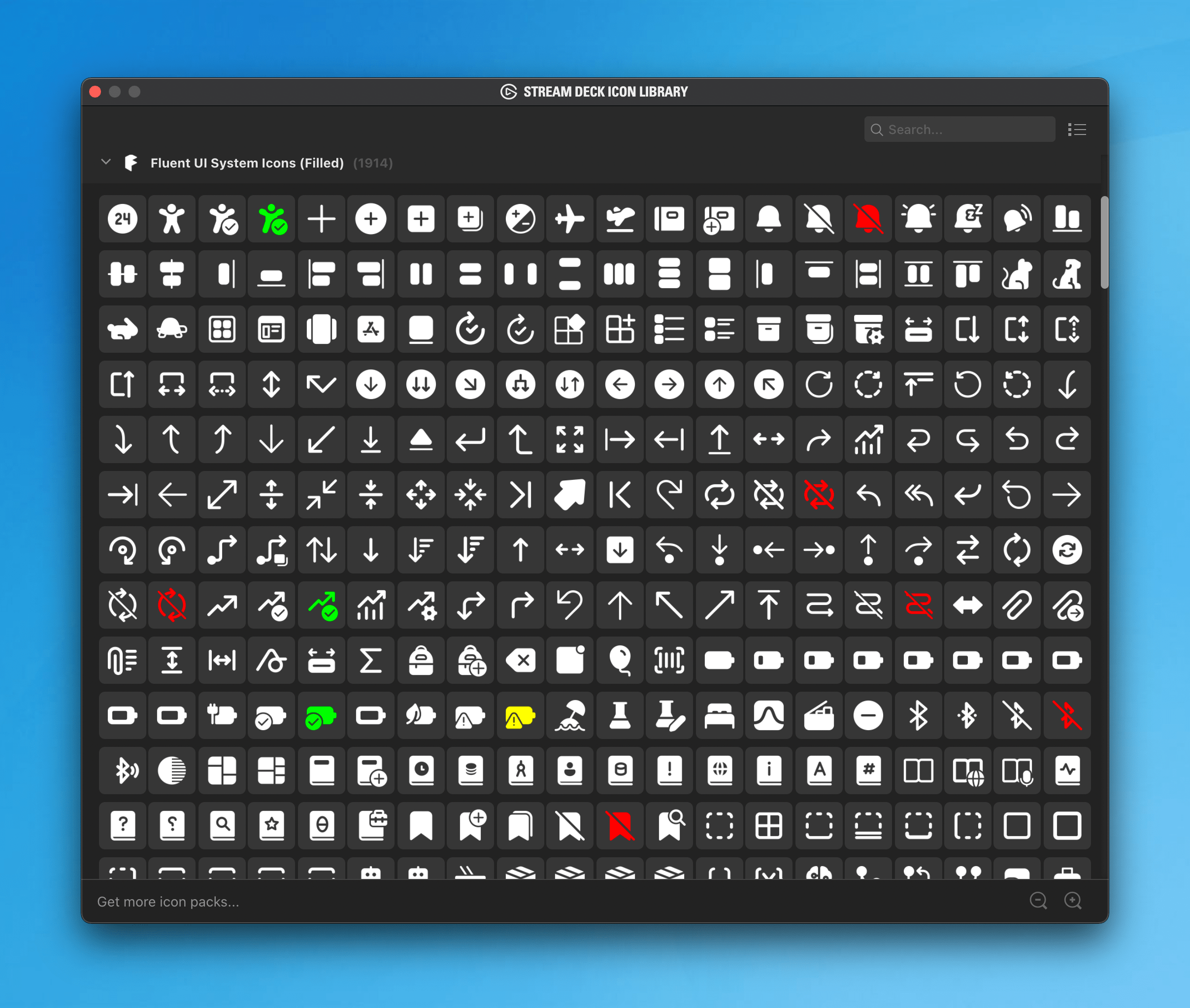 Screenshot of the Stream Deck Icon Library