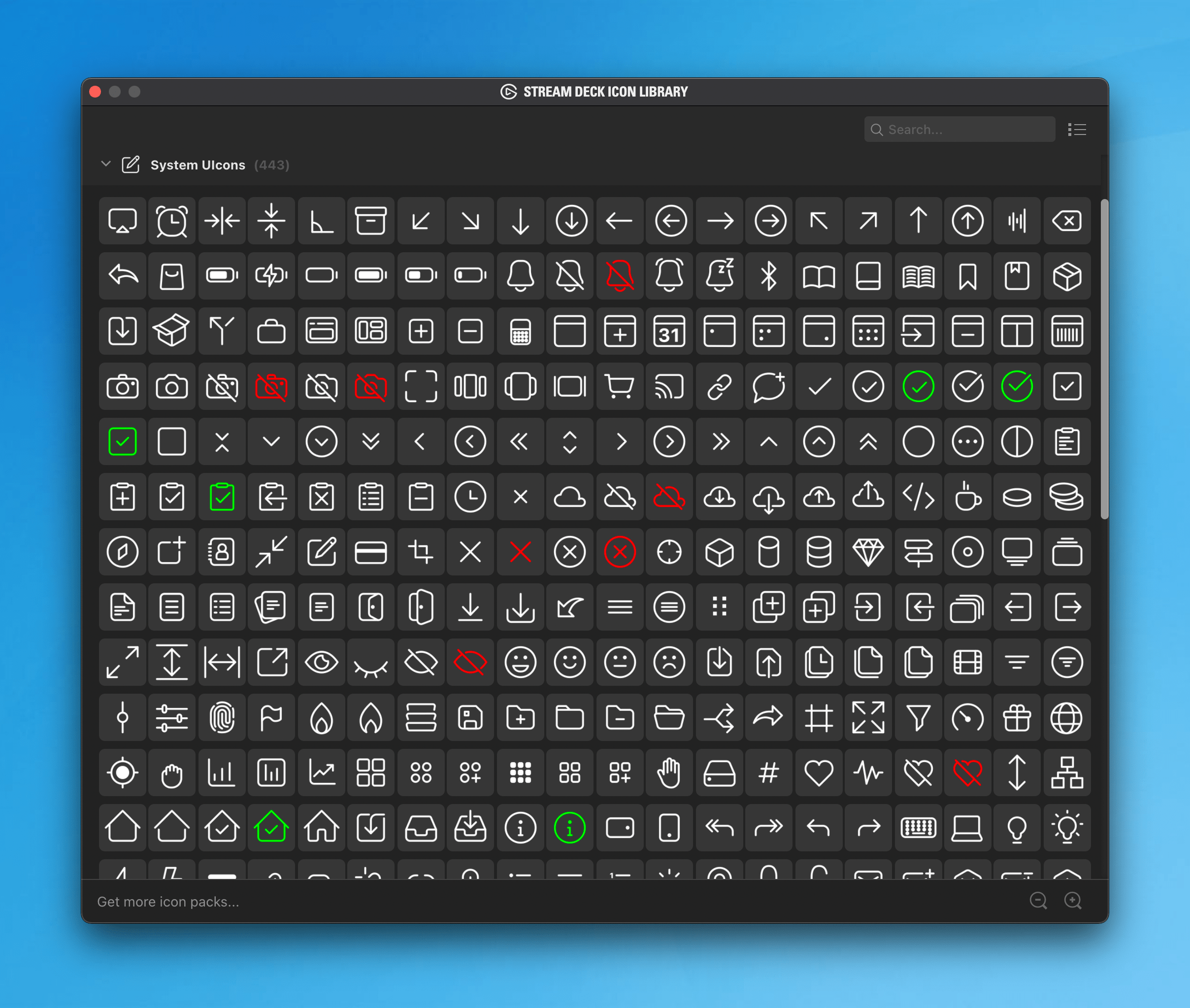 Screenshot of the Stream Deck Icon Library
